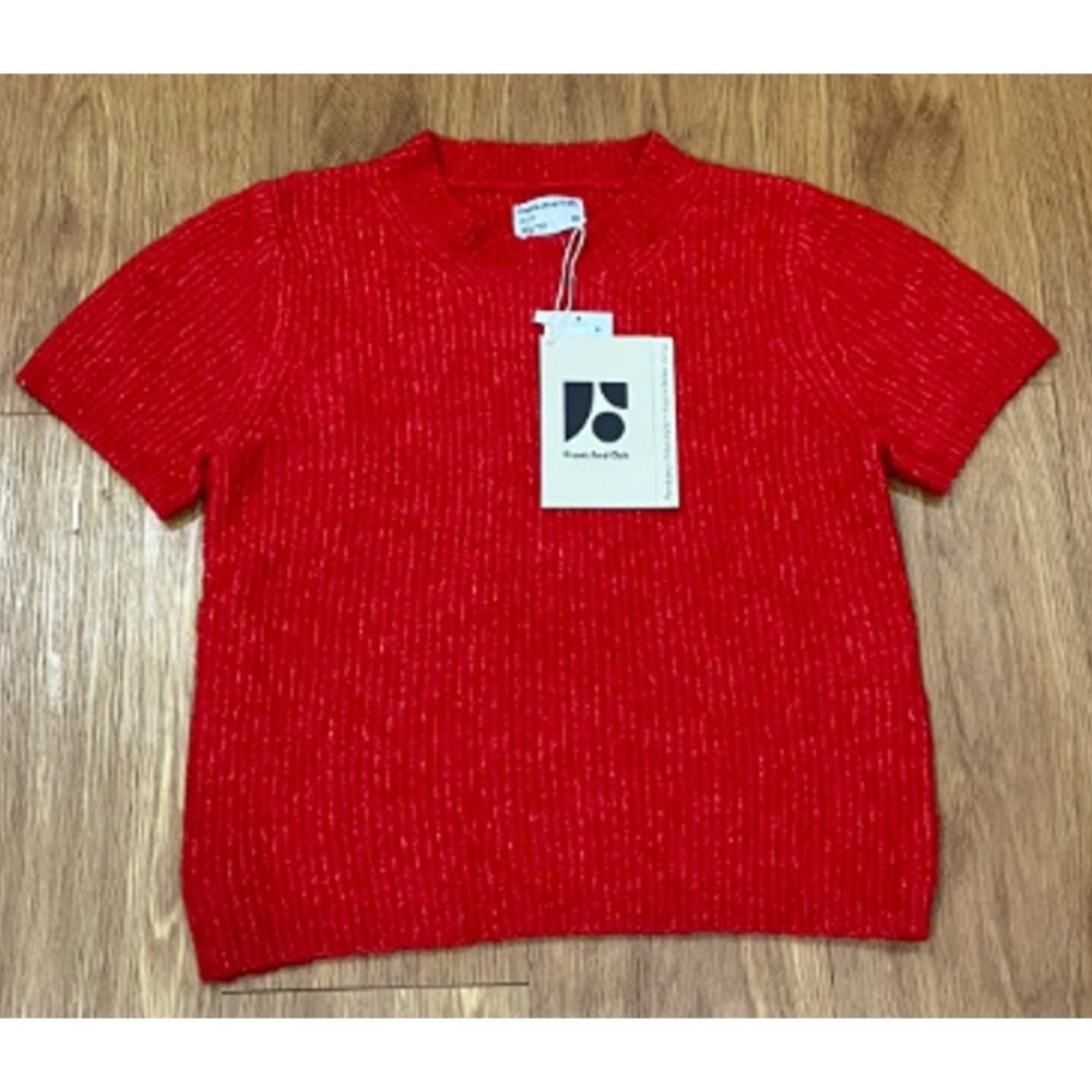 Frank And Oak Women's Short Sleeve Fuzzy Shrunken Sweater XS